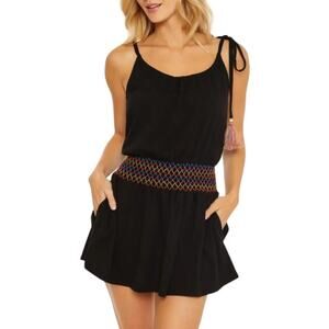 Soluna Sunset Embroidered Cover-up Dress Black Size Medium NWOT $68 MSRP